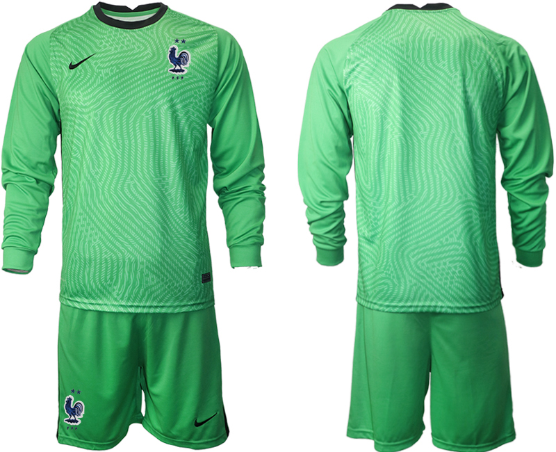Men 2021 European Cup France green Long sleeve goalkeeper Soccer Jersey